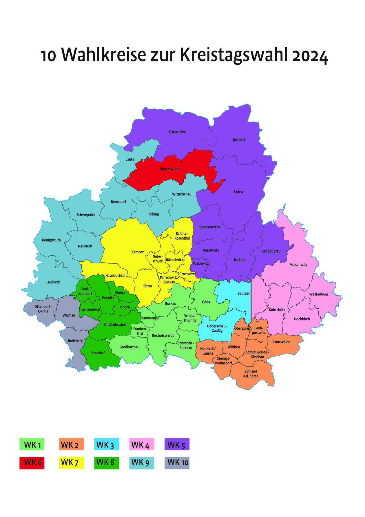 Karte mit Wahlkreisen