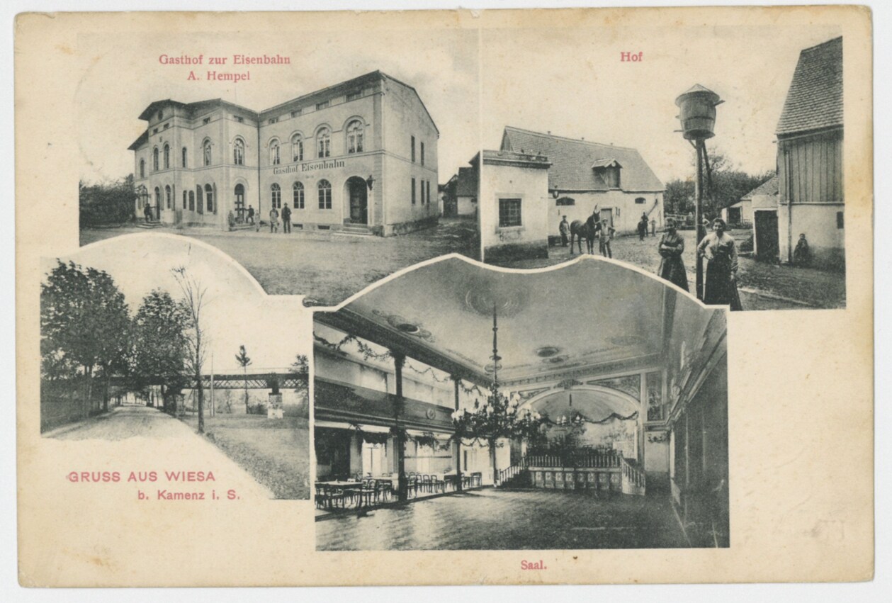 Historische Postkarte eines Gasthofes in Wiesa