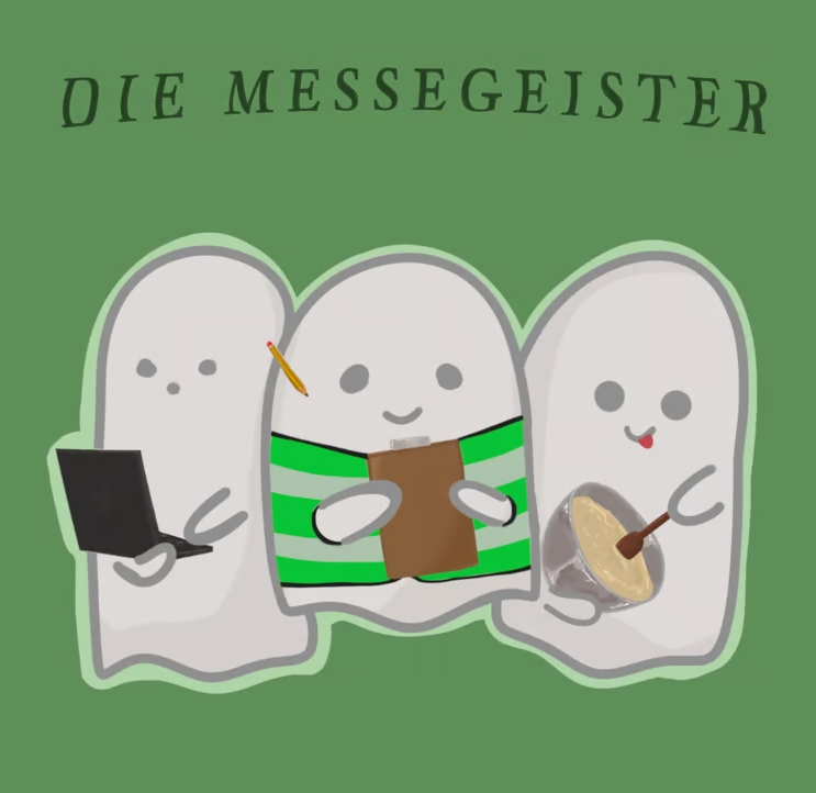 Zeichnung: drei stilisierte Geister