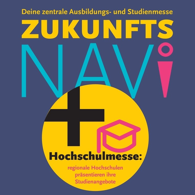 ZukunftsNAVI-Schriftzug auf blauen Hintergrund