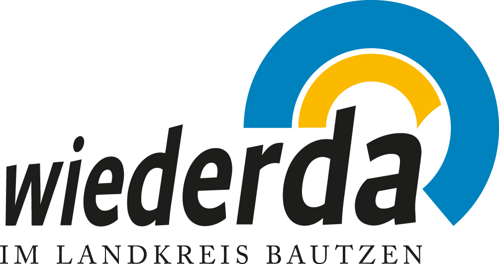 Das Logo der Rückkehrerbörse Wiederda: Der Namensschriftzug und ein grafisches Elemet