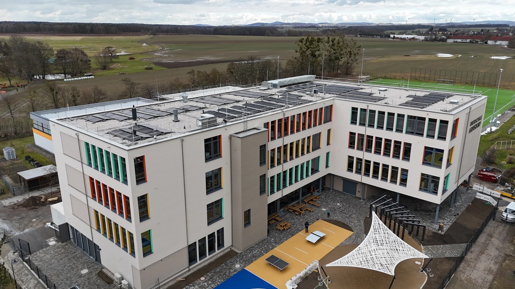 Ein modernes Funktionsgebäude, Blick aus der Vogelperspektive