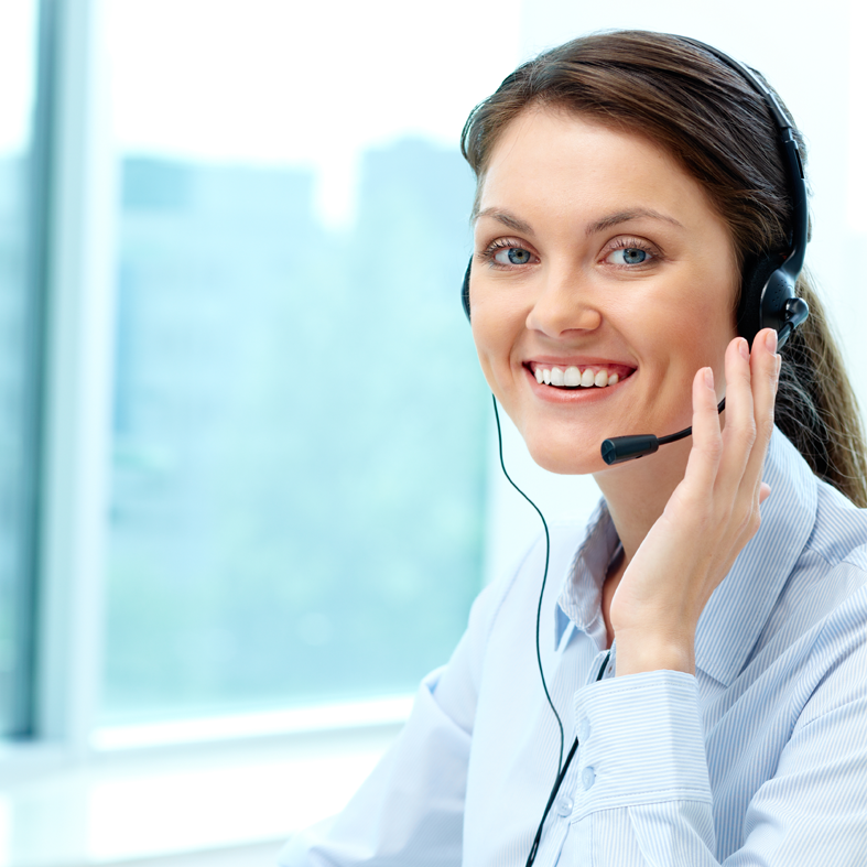 Frau mit Headset