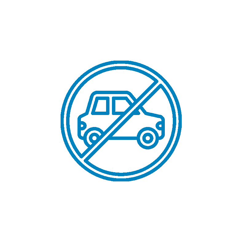 Piktogramm: Auto durchgestrichen