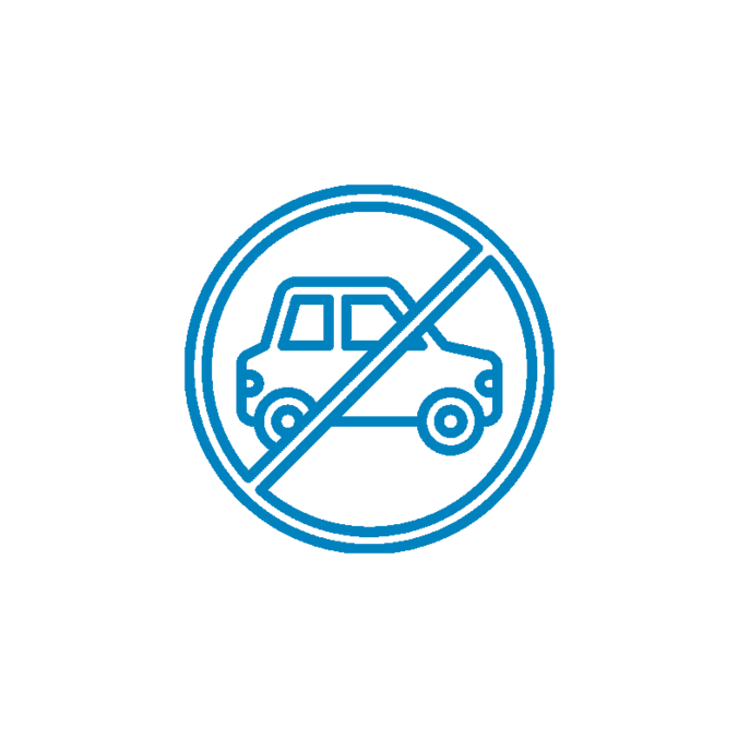 Piktogramm: Auto durchgestrichen