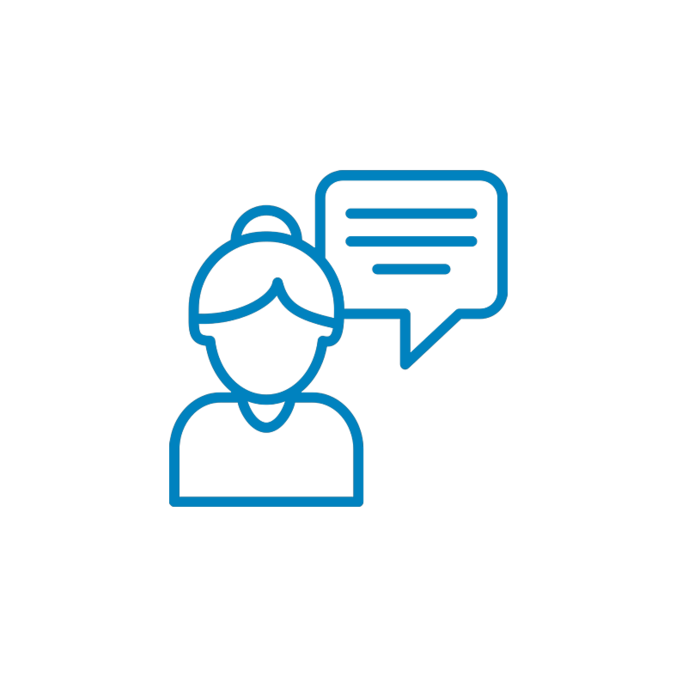 Piktogramm: Frau mit Sprechblase