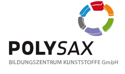 Das Logo von Polysax, besethend aus dem Schriftzug des Namens und einem grafischen Element