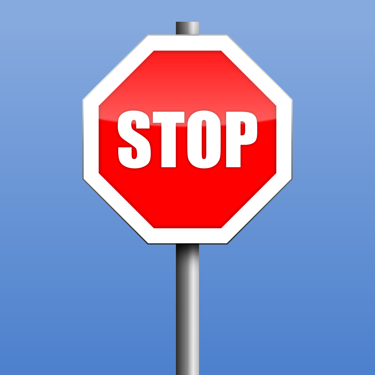 ein Stopschild auf blauem Hintergrund